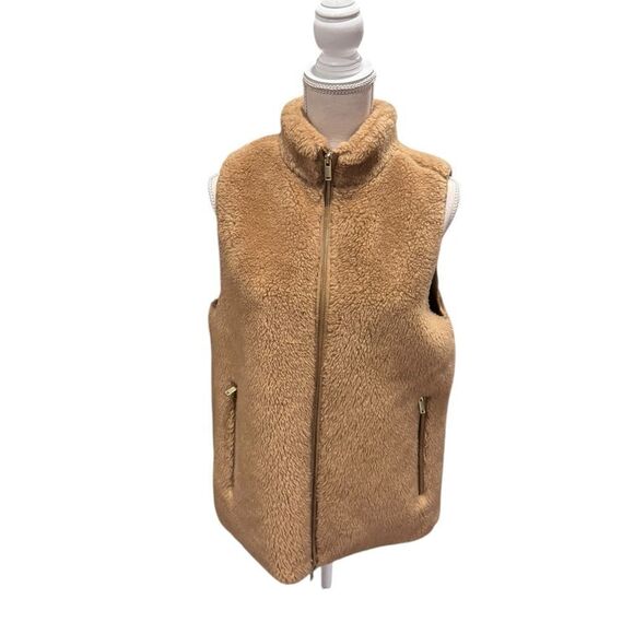 J.Crew Plush Fleece Excursion Vest Cognac Style E1535 M - Picture 2 of 8